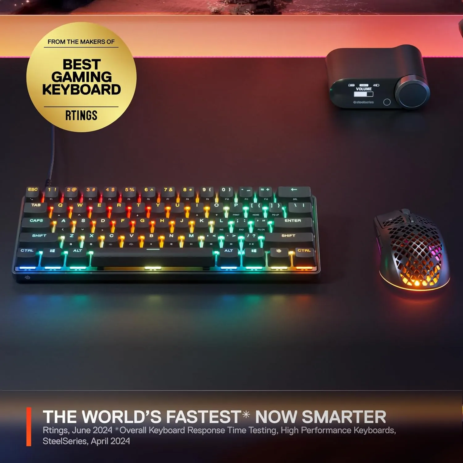 SteelSeries Apex Pro Mini Gen 3 OmniPoint 3.0 HyperMagnetic Switches — Adjustable Actuation — Rapid Trigger — Game-Ready Presets — Protection Mode — Rapid Tap/SOCD — RGB — PBT Keycaps — USB-C