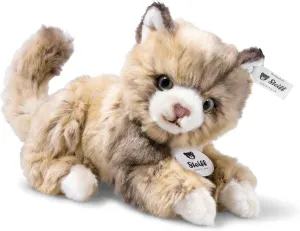 Steiff Cat Plush Animal Toy, Spotted Brown