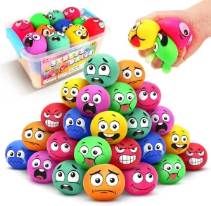 Stress Ball Fidget Squishy Toys: Sensory Dough Balls for Anxiety - 24Pack Mini Emotion Slow Rise Stretchy Fidget Ball Bulk - Hand Therapy Fidget Toy, Stress Exercise Toy Prize Box for Kids Classroom