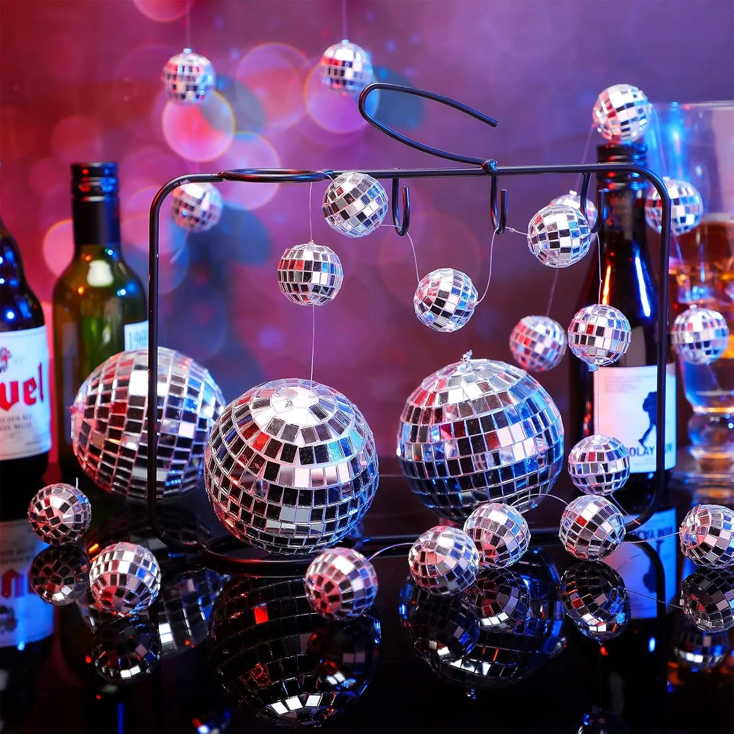 Sumind 8 Packs Disco Party Decorations Mini Disco Ball Hanging Ornaments Silver Hanging Reflective Mirror Ball for 70s 80s Hippie Bachelorette Birthday Wedding Christmas Party Supplies(1 Inch, 3 Inch)