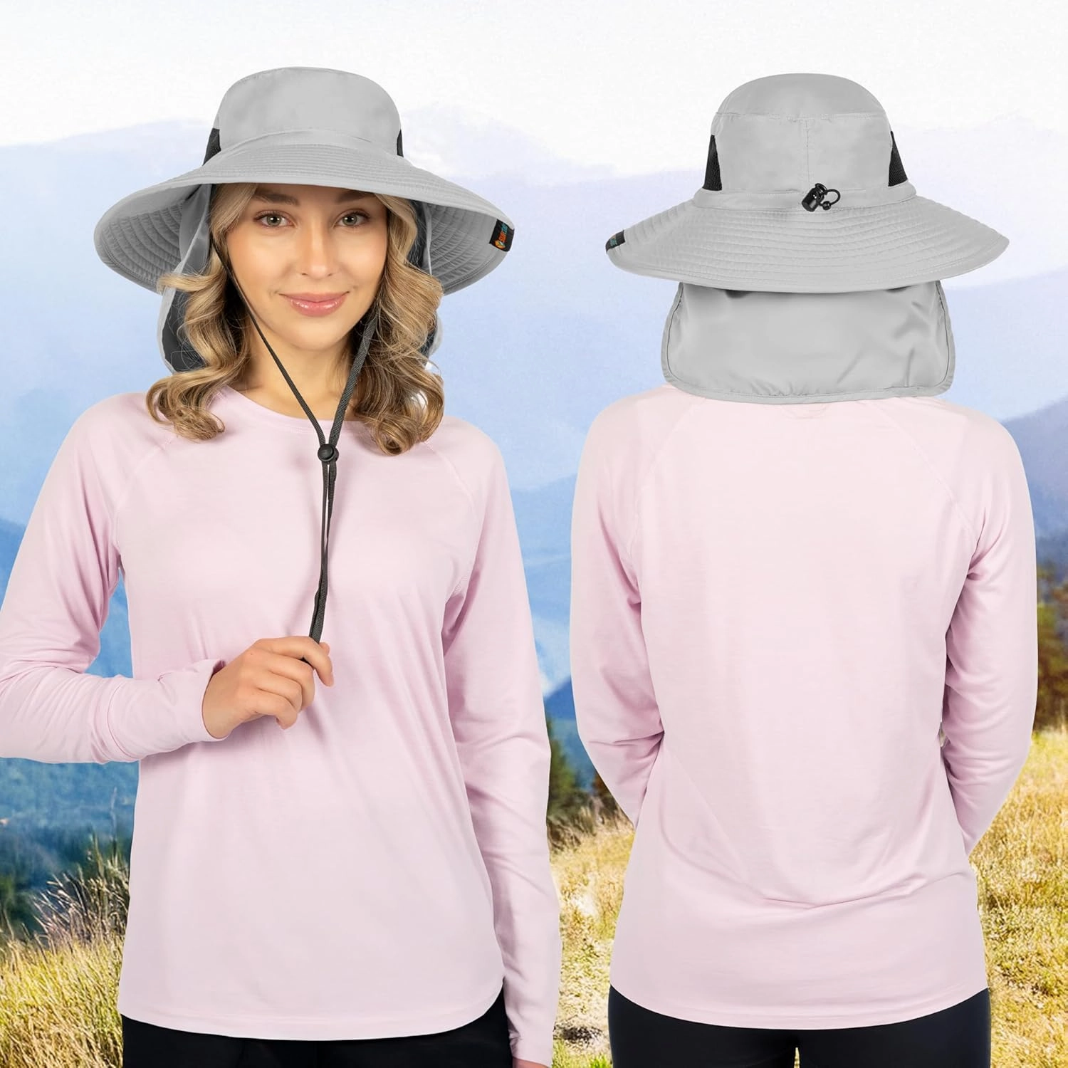 SUN CUBE Wide Brim Sun Hat Men Women, Fishing Hats Sun UV Protection, Mens Hiking Bucket Hat Safari Beach Boonie, UPF 50 