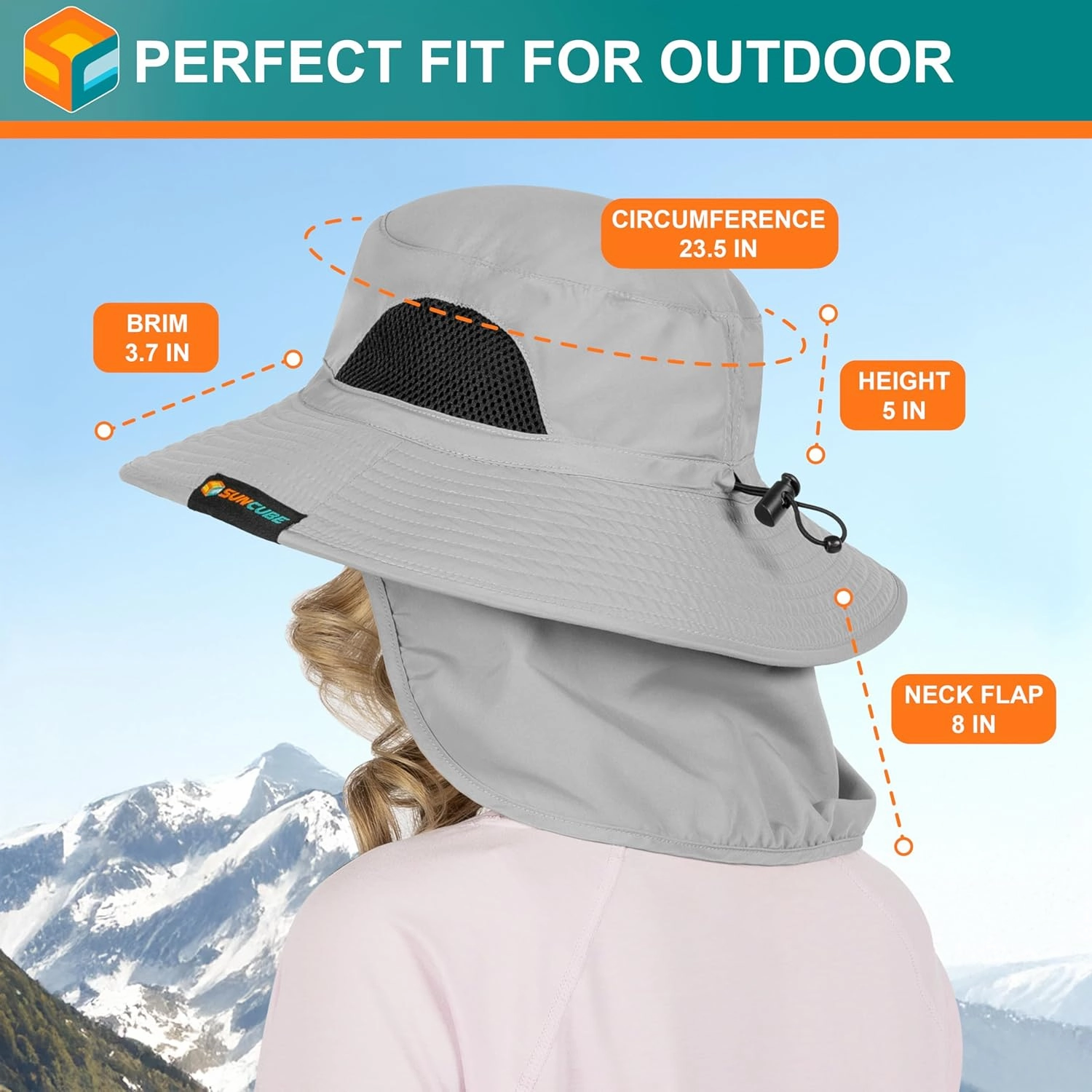 SUN CUBE Wide Brim Sun Hat Men Women, Fishing Hats Sun UV Protection, Mens Hiking Bucket Hat Safari Beach Boonie, UPF 50 