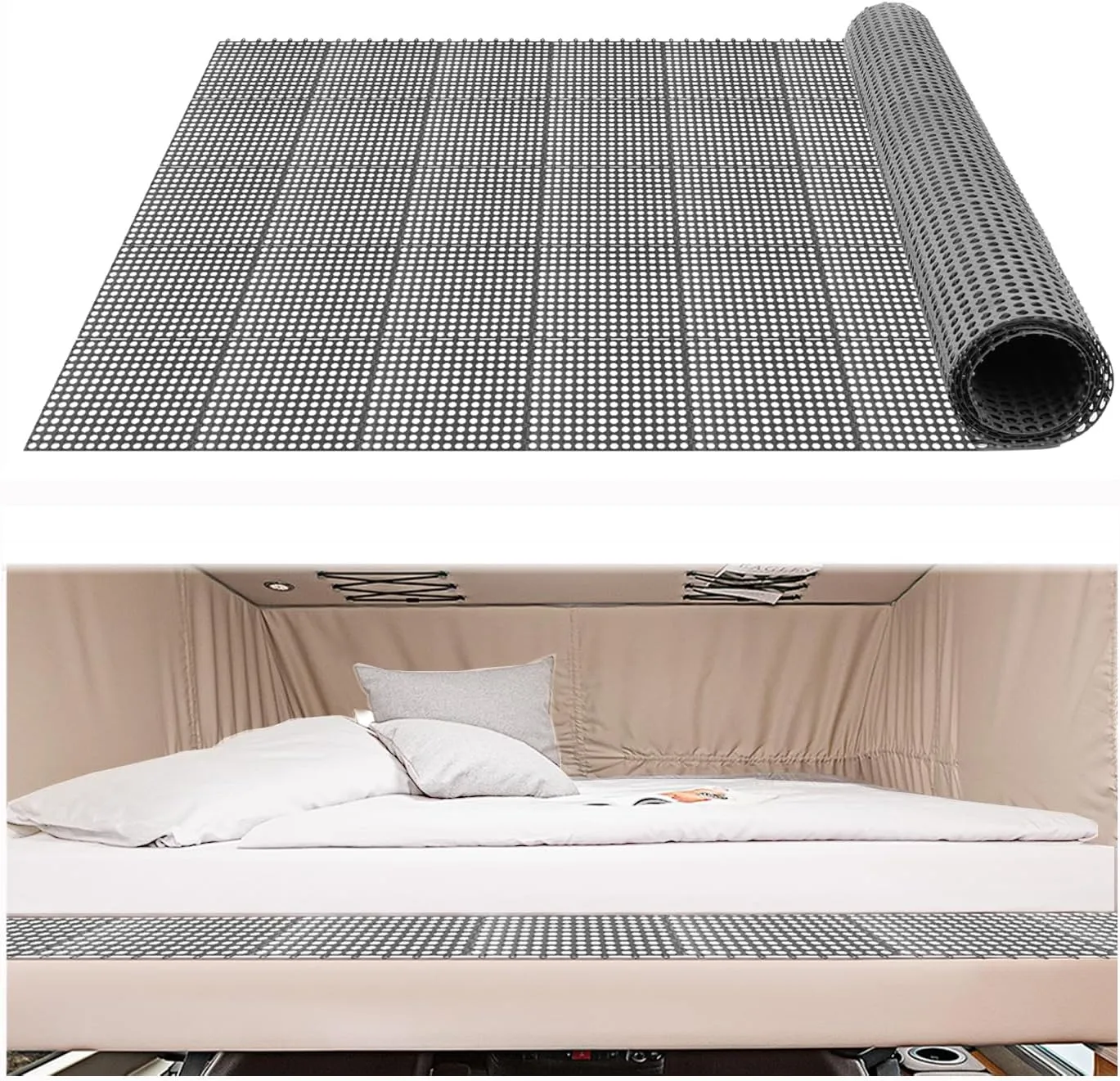 SUNCARACCL Plastic RV Mattress Underlay 83 x 59 Inch Under Mattress Ventilation Modular Interlocking Mats Under Mattress Padding for RV Boat Camper Keeping The Bed Air Dry and Flow