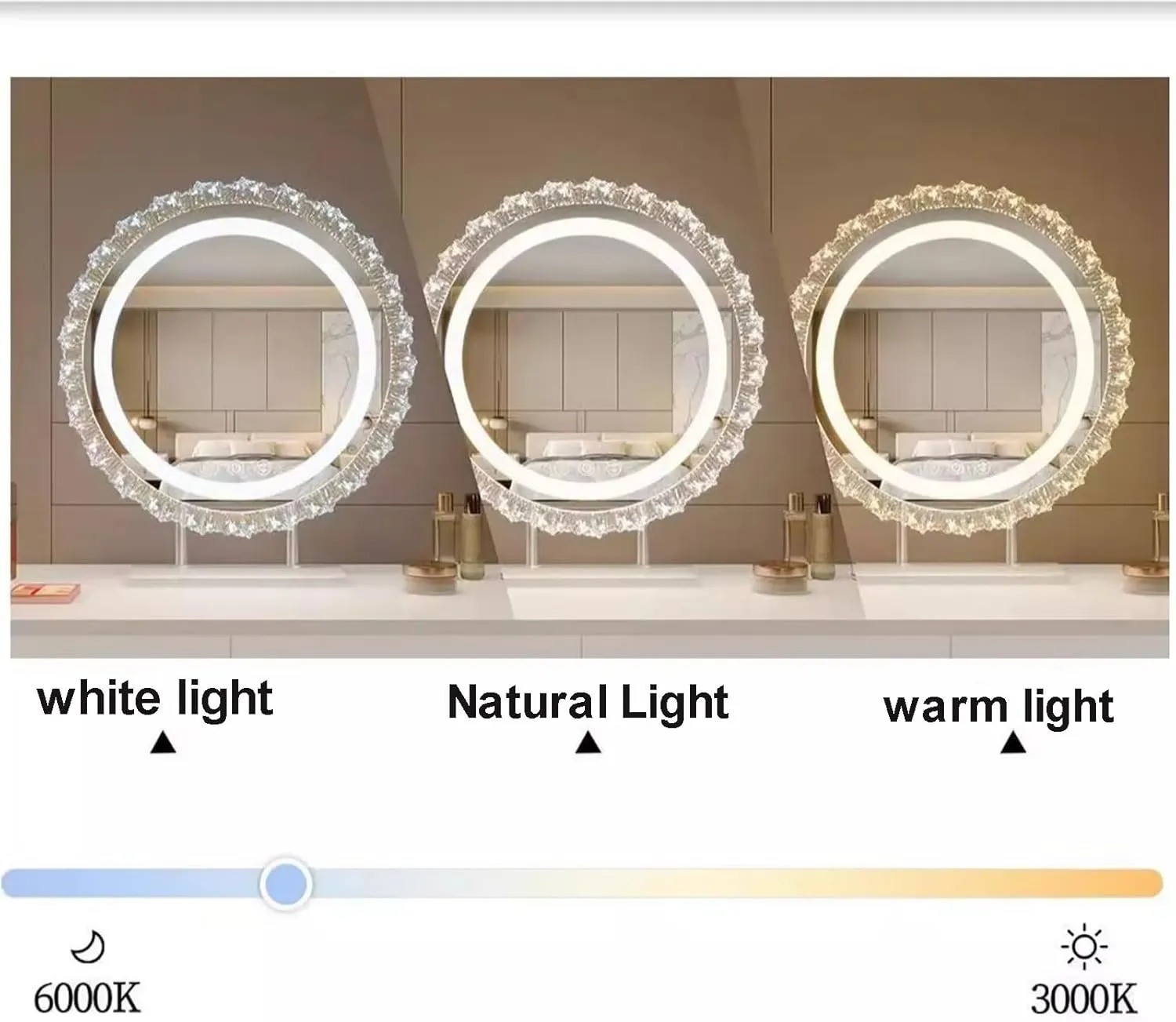 Sunflower Make Up Mirror with Light, 360° Rotating Led Mirror, Desktop Desktop HD Mirror,3 Speed Colour Adjustable Aurora Borealis(24cm)