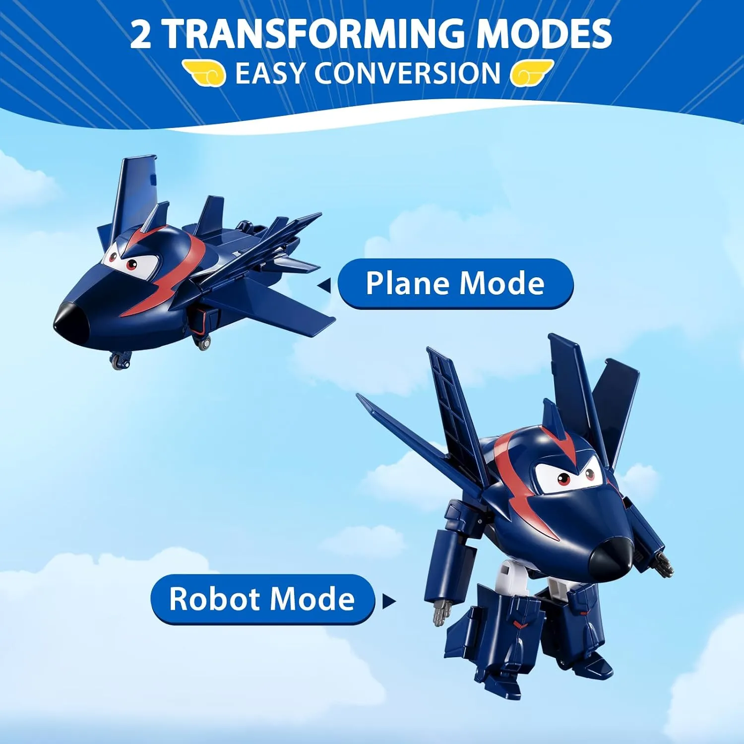 Super Wings Transformable Toys, 5 in Agent Chase Airplane Transforming Figures Toys, 2 in 1 Mode Rescue Bots Action Figure Toys for 3-5 Year Old Boys Girls, Plane Toys for Toddlers Kids Age 3 4 5 6 7