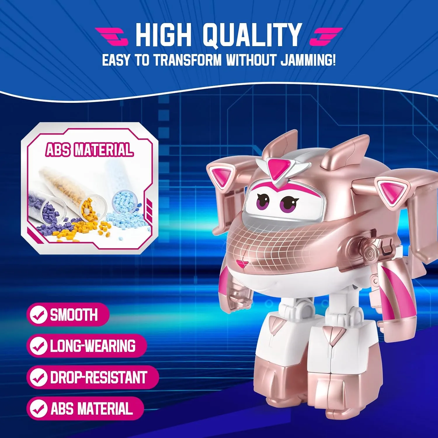 Super Wings Transformable Toys, 5 in Golden Girl Airplane Transforming Figures Toys, 2 in 1 Mode Rescue Bots Action Figure Toys for 3-5 Year Old Boys Girls, Plane Toys for Toddlers Kids Age 3 4 5 6 7