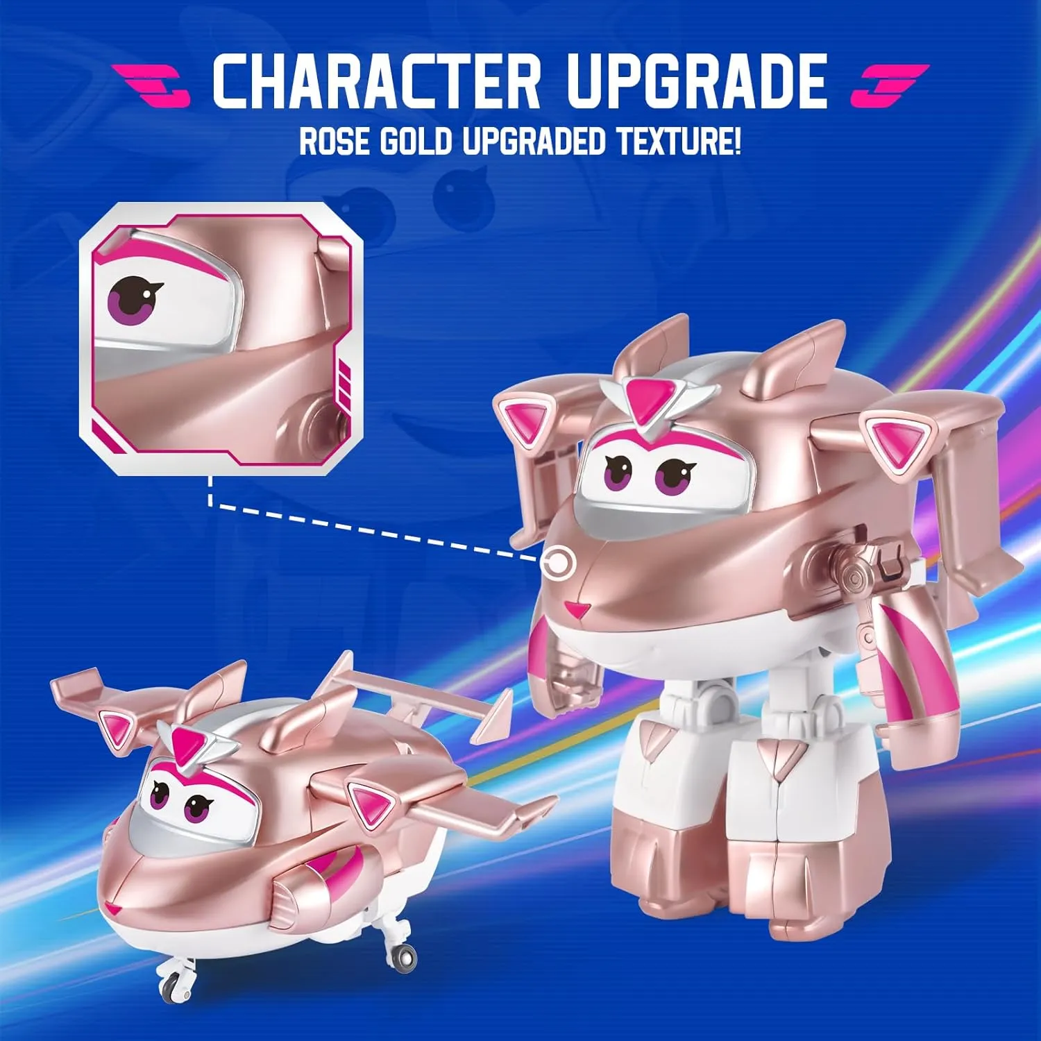 Super Wings Transformable Toys, 5 in Golden Girl Airplane Transforming Figures Toys, 2 in 1 Mode Rescue Bots Action Figure Toys for 3-5 Year Old Boys Girls, Plane Toys for Toddlers Kids Age 3 4 5 6 7