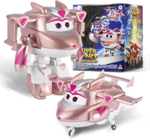 Super Wings Transformable Toys, 5 in Golden Girl Airplane Transforming Figures Toys, 2 in 1 Mode Rescue Bots Action Figure Toys for 3-5 Year Old Boys Girls, Plane Toys for Toddlers Kids Age 3 4 5 6 7
