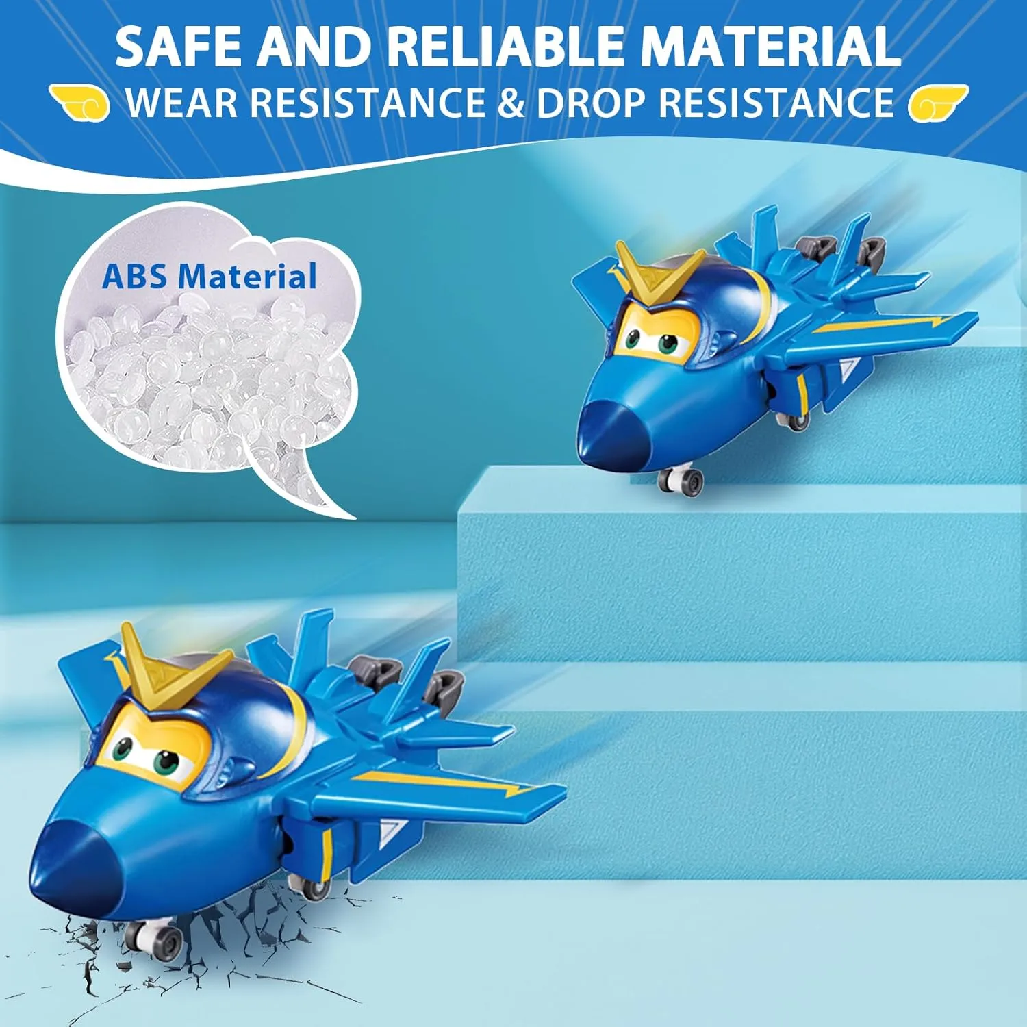 Super Wings Transformable Toys, 5 in Jerome Airplane Transforming Figures Toys, 2 in 1 Mode Rescue Bots Action Figure Toys for 3-5 Year Old Boys Girls, Fun Plane Toys for Toddlers Kids Age 3 4 5 6 7