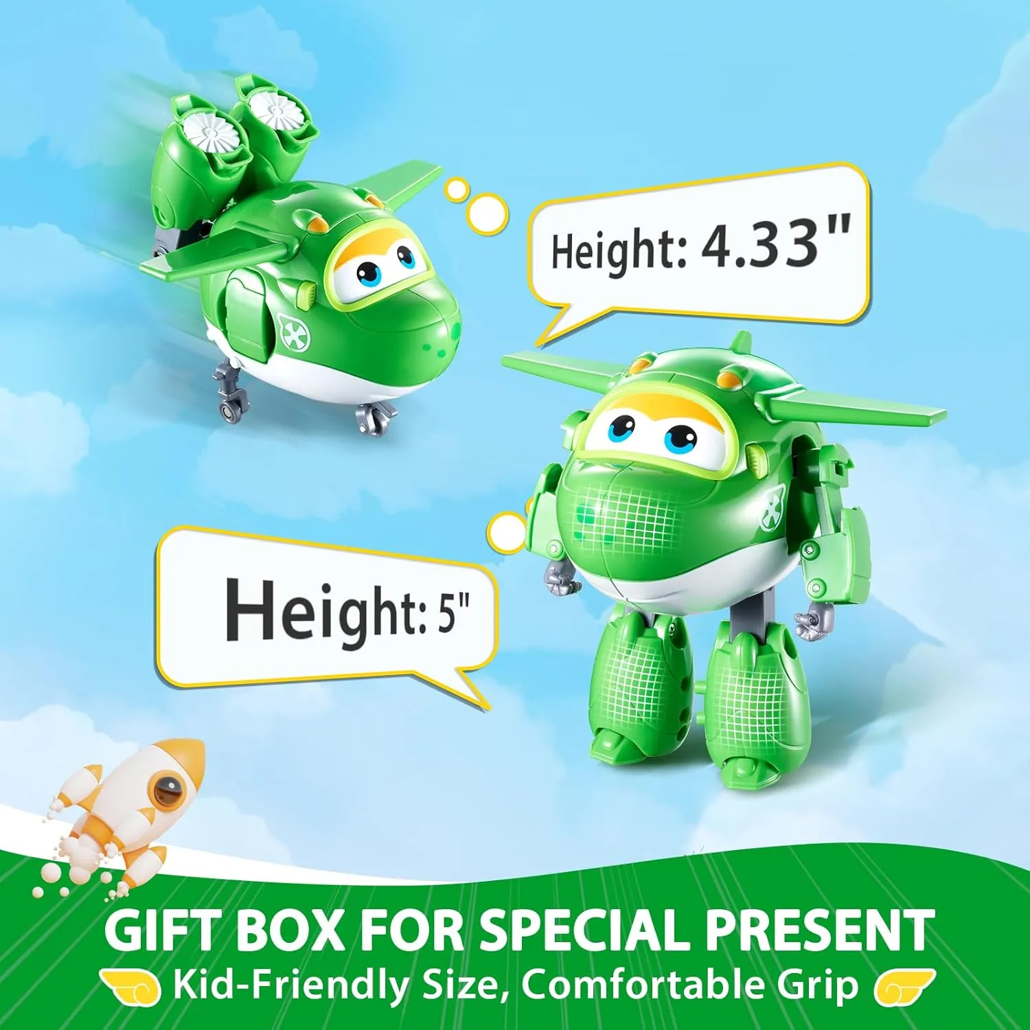 Super Wings Transformable Toys, 5 in Mira Airplane Transforming Figures Toys, 2 in 1 Mode Rescue Bots Action Figure Toys for 3-5 Year Old Boys Girls, Fun Plane Toys for Toddlers Kids Age 3 4 5 6 7