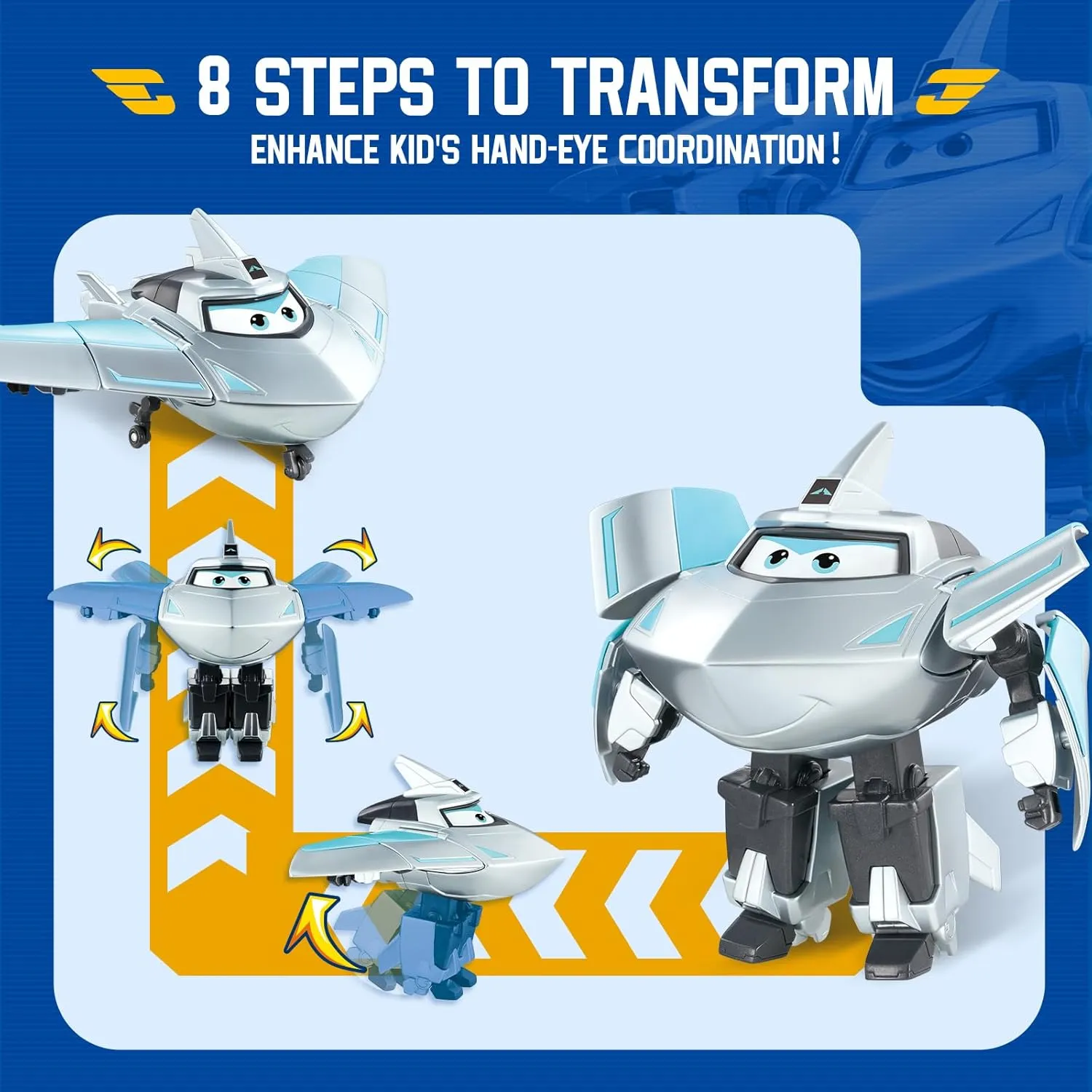 Super Wings Transformable Toys, 5 in Traver Airplane Transforming Figures Toys, 2 in 1 Mode Rescue Bots Action Figure Toys for 3-5 Year Old Boys Girls, Fun Plane Toys for Toddlers Kids Age 3 4 5 6 7