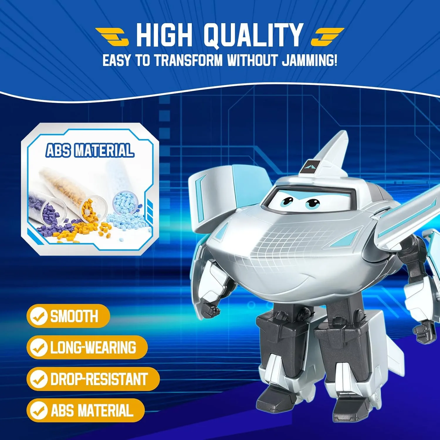 Super Wings Transformable Toys, 5 in Traver Airplane Transforming Figures Toys, 2 in 1 Mode Rescue Bots Action Figure Toys for 3-5 Year Old Boys Girls, Fun Plane Toys for Toddlers Kids Age 3 4 5 6 7