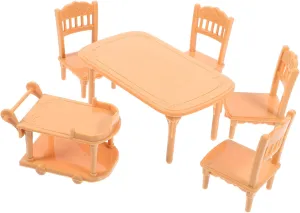 SUPVOX 3 Sets My Life Mini Dollhouse Furniture Mini Dining Chairs Miniature Plastic Table Doll House Miniatures
