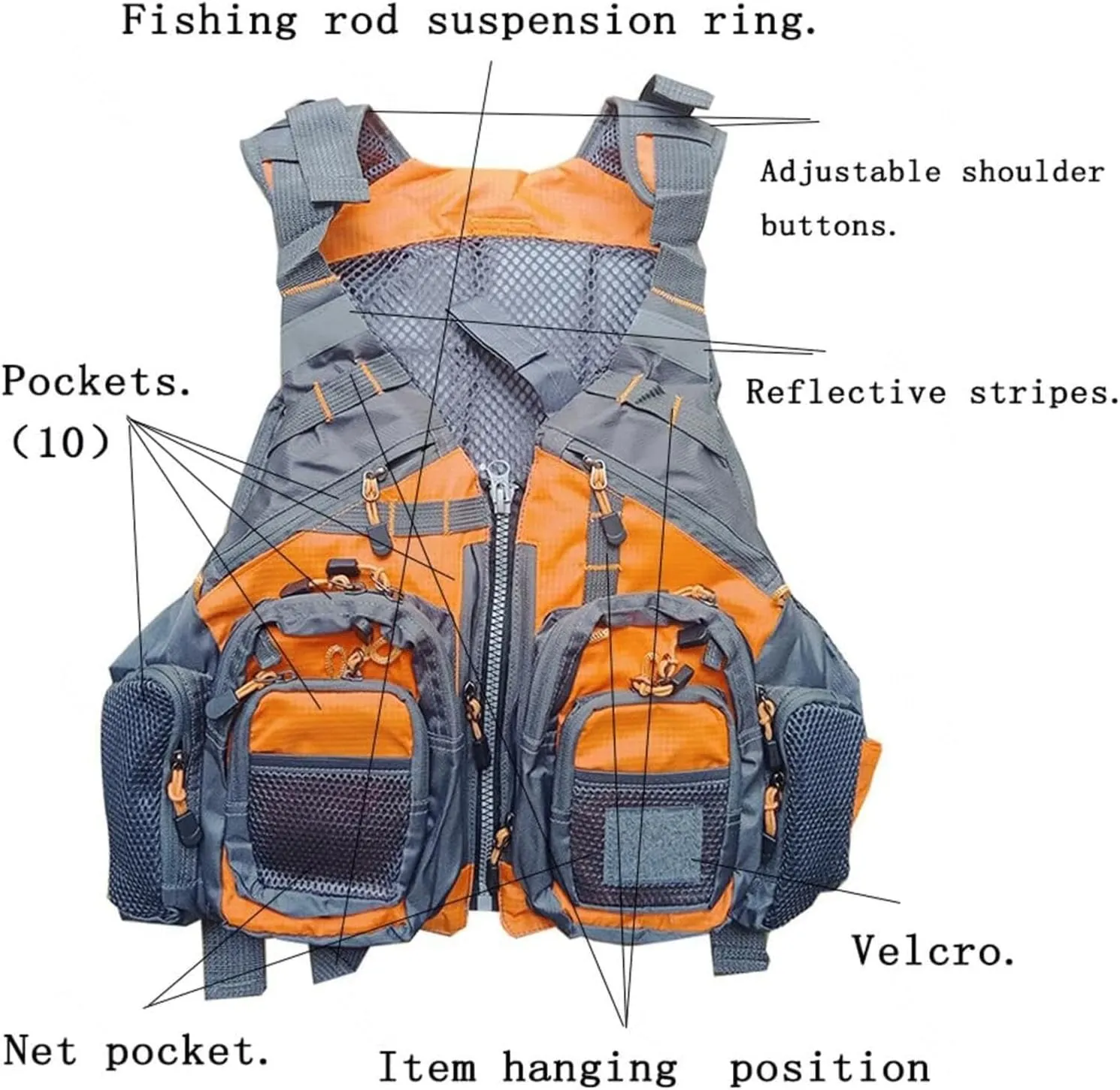 Swim Jacket - Personal Floating Device Adult, Safety Vest, Breathable Snorkel Vests for Adults with Zipper for Boating Fishing Surfing