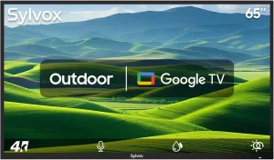 SYLVOX 65 Inch Outdoor Smart Television Weatherproof Google TV, 4K 700NIT High Brightness Temperature Resistant IP55 Waterproof TVs, Anti-Scratch Anti-Glare, Suitable for Partial Sun (Patio Series)