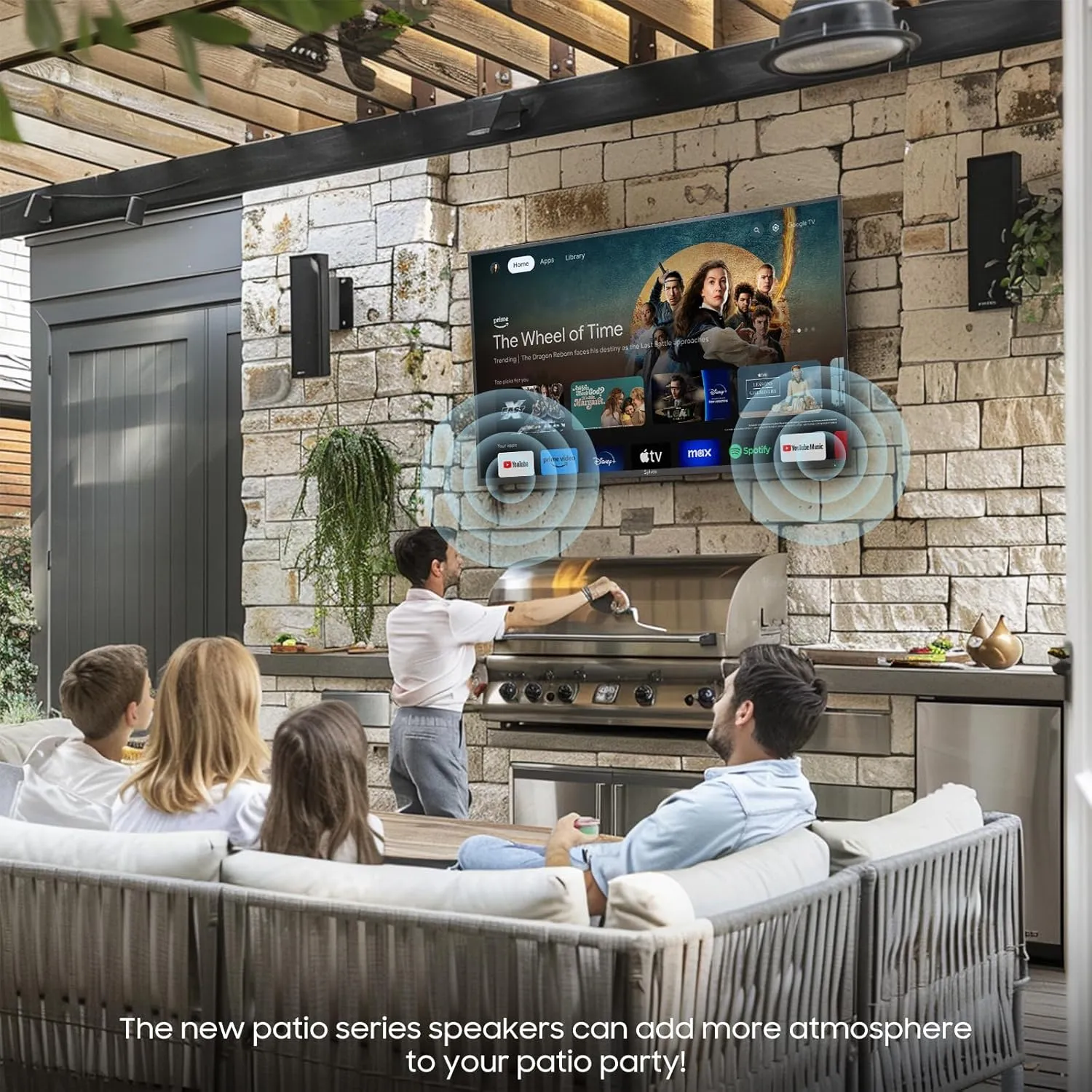 SYLVOX 65 Inch Outdoor Smart Television Weatherproof Google TV, 4K 700NIT High Brightness Temperature Resistant IP55 Waterproof TVs, Anti-Scratch Anti-Glare, Suitable for Partial Sun (Patio Series)