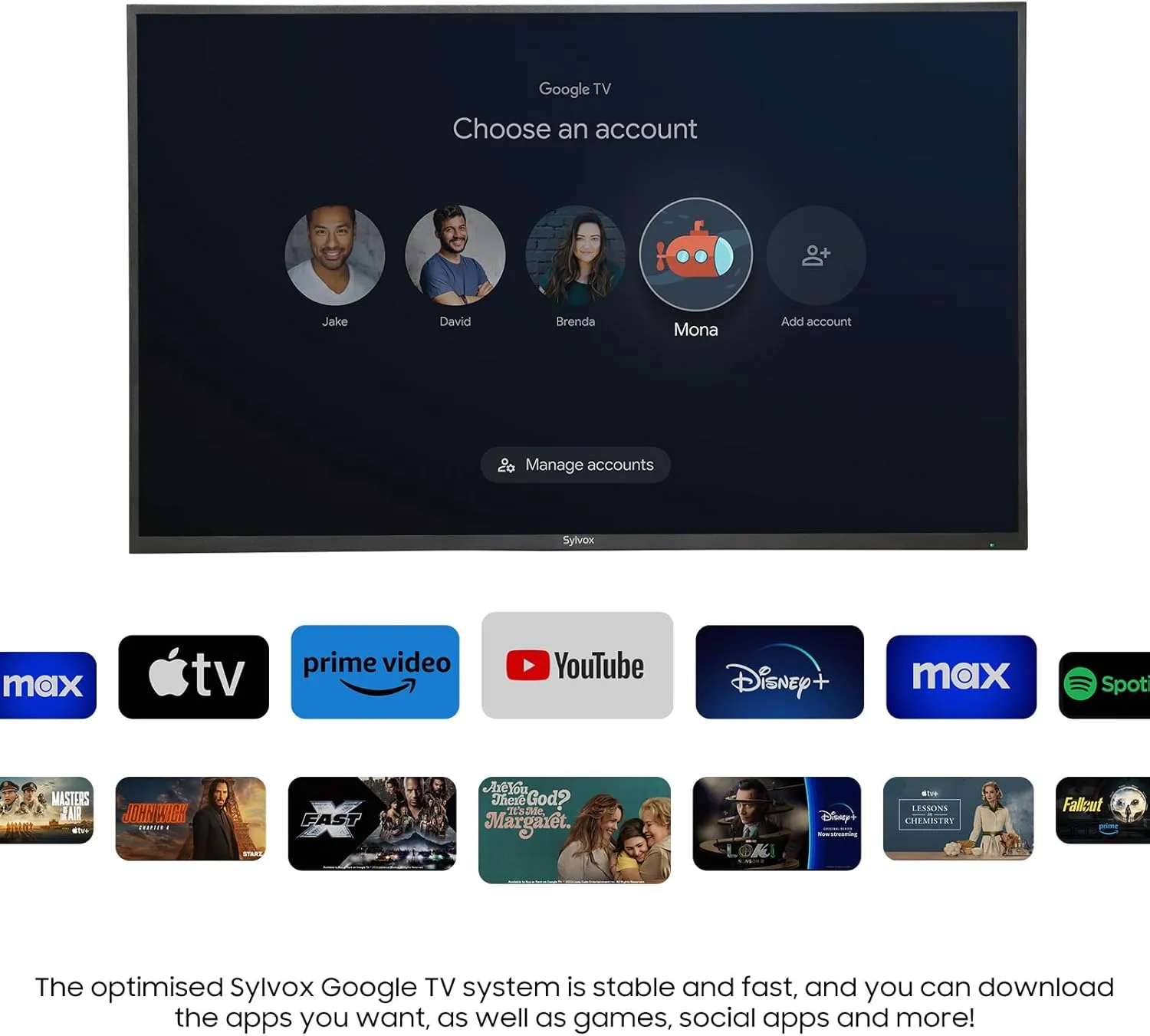 SYLVOX 65 Inch Outdoor Smart Television Weatherproof Google TV, 4K 700NIT High Brightness Temperature Resistant IP55 Waterproof TVs, Anti-Scratch Anti-Glare, Suitable for Partial Sun (Patio Series)