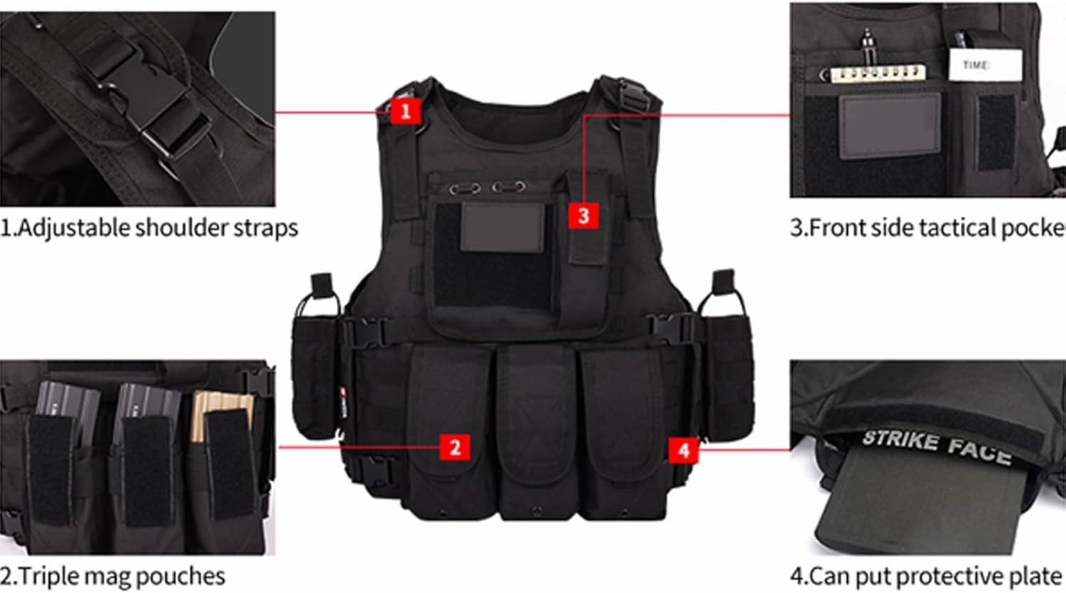 Tactical Airsoft Vest Outdoors CS Game Vest Adjustable Adult Suitable for Train