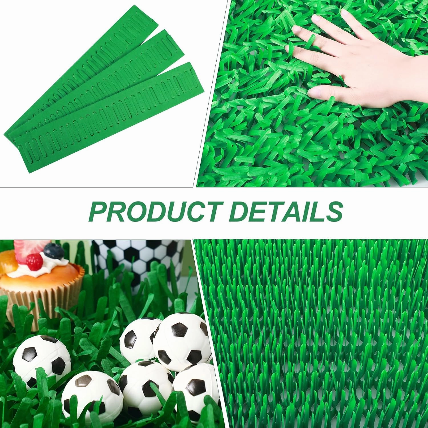 TaoBary 30 Pcs Sports Themed Party Centerpieces Decorations Kit Includes 24 Mini Ball and 6 Paper Grass Decorations for Masters Birthday Party Desk Baby Shower Supplies(Soccer Ball)