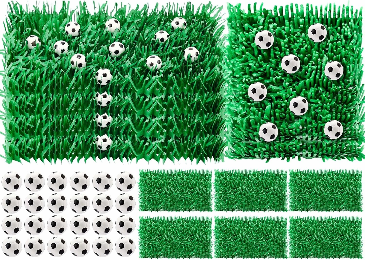 TaoBary 30 Pcs Sports Themed Party Centerpieces Decorations Kit Includes 24 Mini Ball and 6 Paper Grass Decorations for Masters Birthday Party Desk Baby Shower Supplies(Soccer Ball)