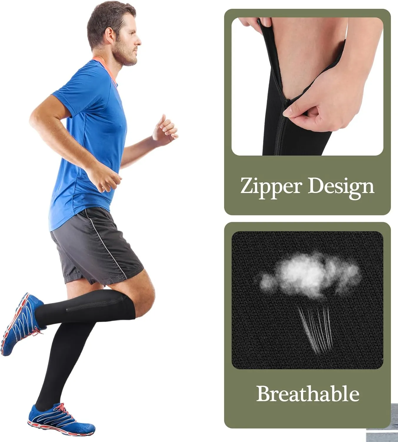 Tarpop 4 Pairs Men Zipper Compression Socks Colorful 20-30mmhg Compression Stockings with Zipper for Men Women Swelling Edema