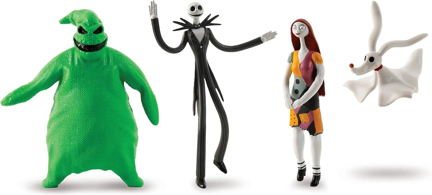 TCG Toys FleXfigs: Nightmare Before Christmas - 4 Character Pack - Articulated Action Figures, Flex It - Pose It!, Collectible Toy Miniatures, Kids Ages 3 