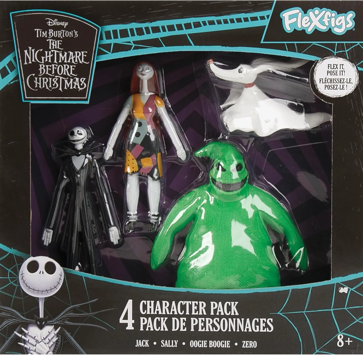 TCG Toys FleXfigs: Nightmare Before Christmas - 4 Character Pack - Articulated Action Figures, Flex It - Pose It!, Collectible Toy Miniatures, Kids Ages 3 