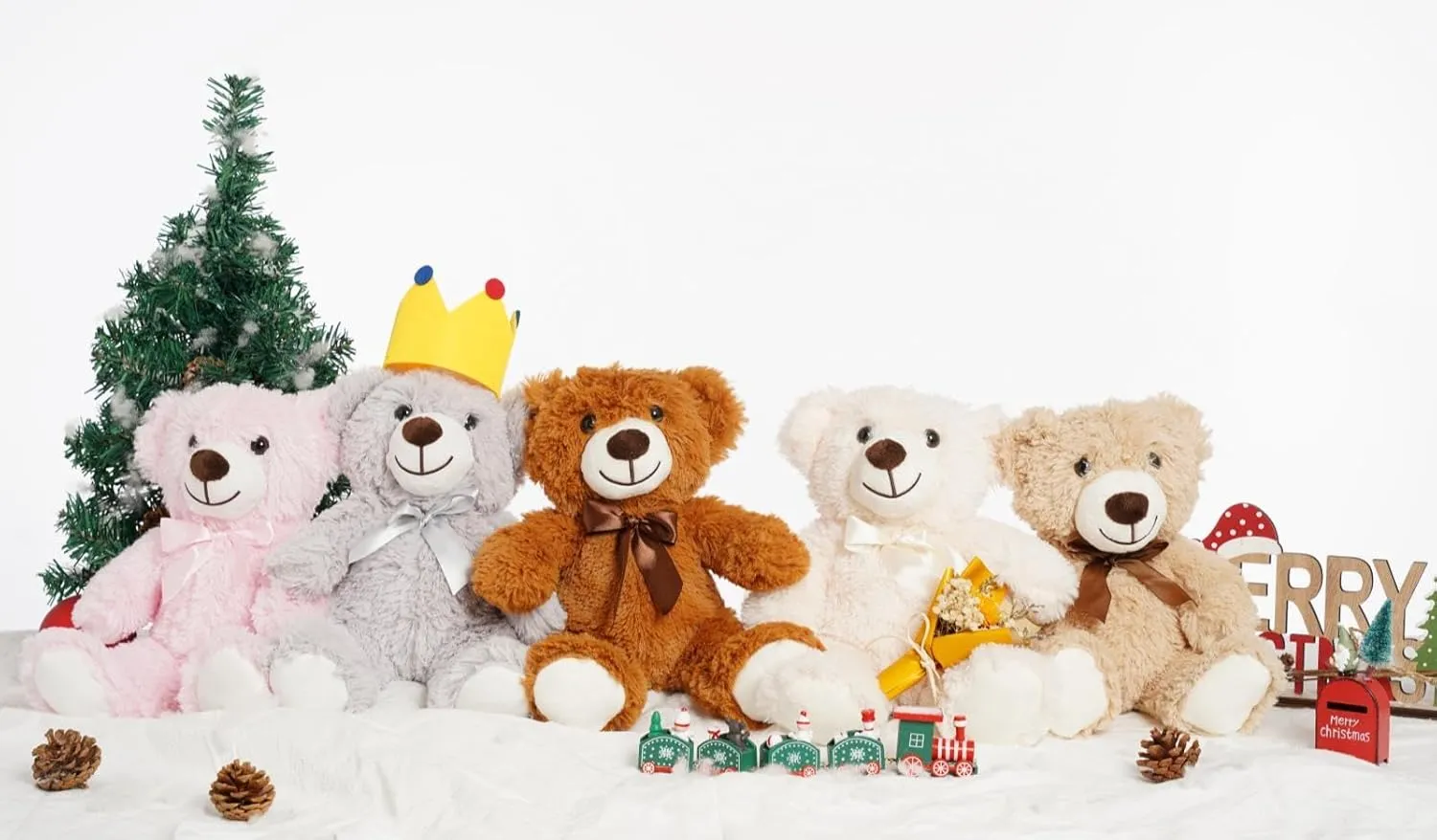 Teddy Bears Bulk 5 Packs Teddy Bear Stuffed Animal Plush Toys 5 Colors Gift for Kid Girlfriend,13.5 Inches Stuffed Bears for Christmas Valentine’s Day Birthday Wedding Party