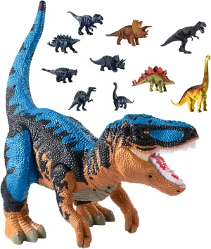 TEMI Large Dinosaur Toys for Kids Boys Toddlers 3 4 5 6 7 Years, Tyrannosaurus Dinosaur with Mist Spray, Light and Sound, Big Dinosaur Stored 4 Dinosaurs and 6 Small Dinosaurs Toys, Birthday Gifts
