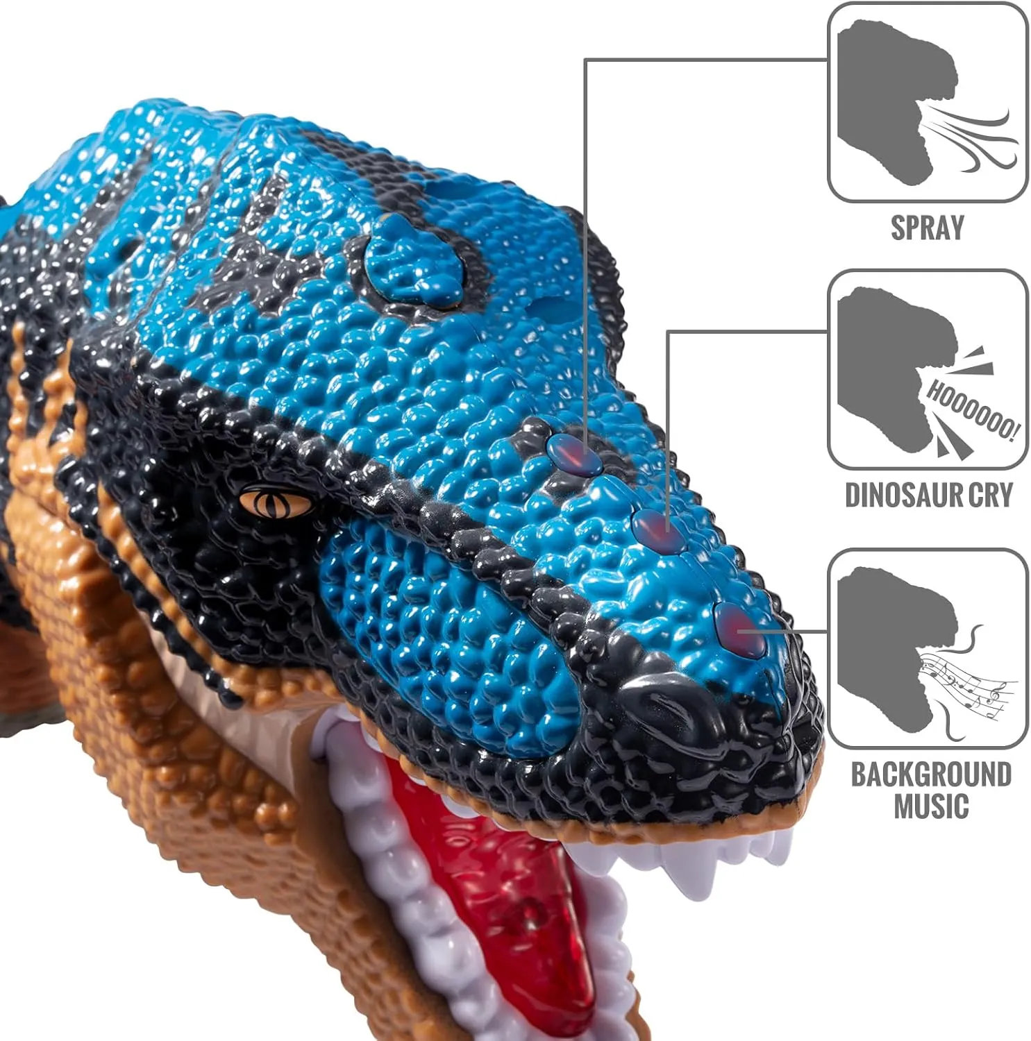 TEMI Large Dinosaur Toys for Kids Boys Toddlers 3 4 5 6 7 Years, Tyrannosaurus Dinosaur with Mist Spray, Light and Sound, Big Dinosaur Stored 4 Dinosaurs and 6 Small Dinosaurs Toys, Birthday Gifts