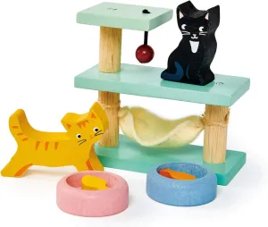 Tender Leaf Toys - Pets Sets for Doll House Accessories - Great Add-on Pet Play Set to Any Dollhouse - Encourage Creative and Imaginative Fun Play for Children - Age 3  (Pet Cats Set)
