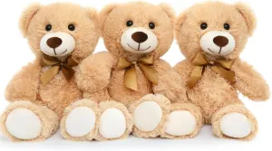 Tezituor 3 Pack Teddy Bears in Bulk 14 inch Stuffed Animals Set for Kids Small Stuffed Bears Bulk Teddy Bear for Wholesale, Baby Shower Decorations Christmas (Machine Washable)