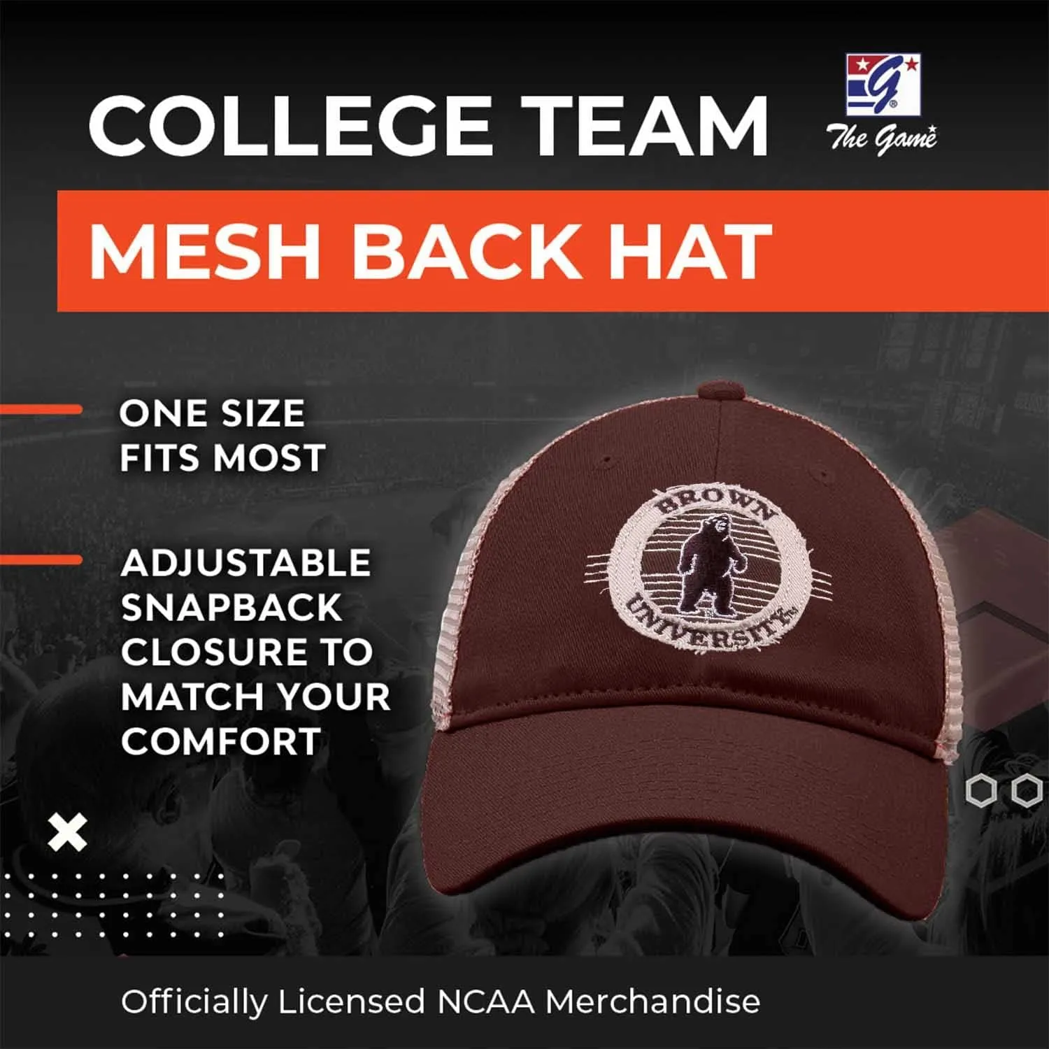 The Game NCAA Snapback - Patch Meshback - Classic Comfort - Adjustable Size - Let Everyone Know which Team You Support
