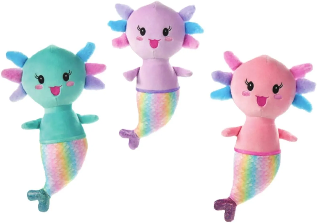 The Petting Zoo Axolotl Mermaid Stuffed Animal Plushie Assortment, Gifts for Kids, Mermaid Plush Toy Set, 14 inches (Pink)