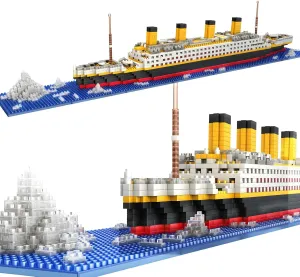 Titanic Micro Mini Building Blocks Set, 1860Pcs Titanic Toy Ship Model Building Bricks, 3D Puzzle Sets DIY Educational Toys Gift for Adults and Kids