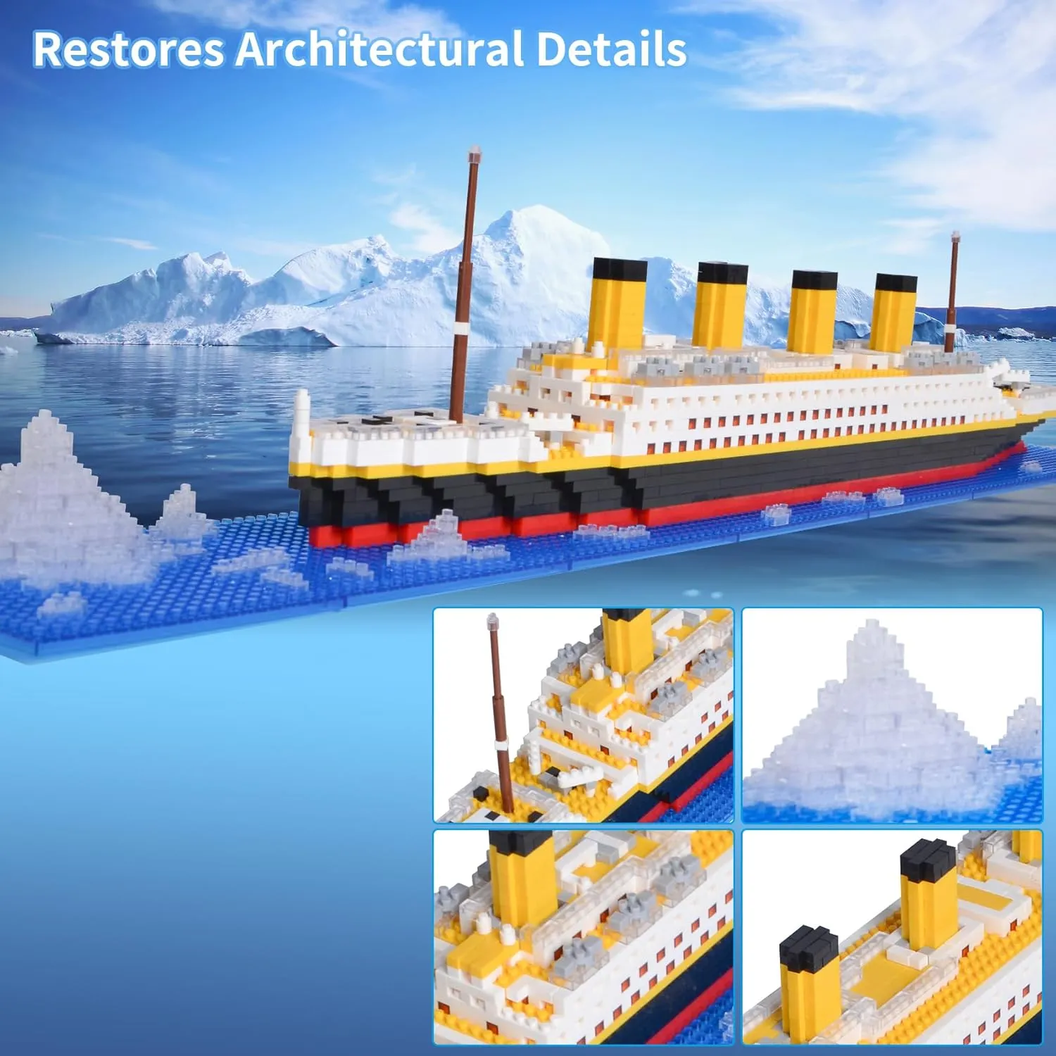 Titanic Ship Model Building Block Set, 1860 PCS Building Bricks Toy DIY Educational Micro Mini Blocks