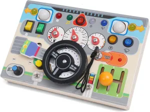 Toddlers Busy Board Montessori Wooden Educational Toys for Baby Boys Girls Age 1 2 3 Year Old, Fidget Board Sensory Toy Preschool Learning Fine Motor Skills Educational Birthday Gifts for 18  Months