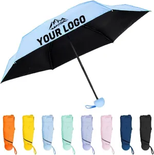 TopTie Custom Mini Travel Umbrella, Add Your Name Logo on Compact Umbrella for Sun & Rain