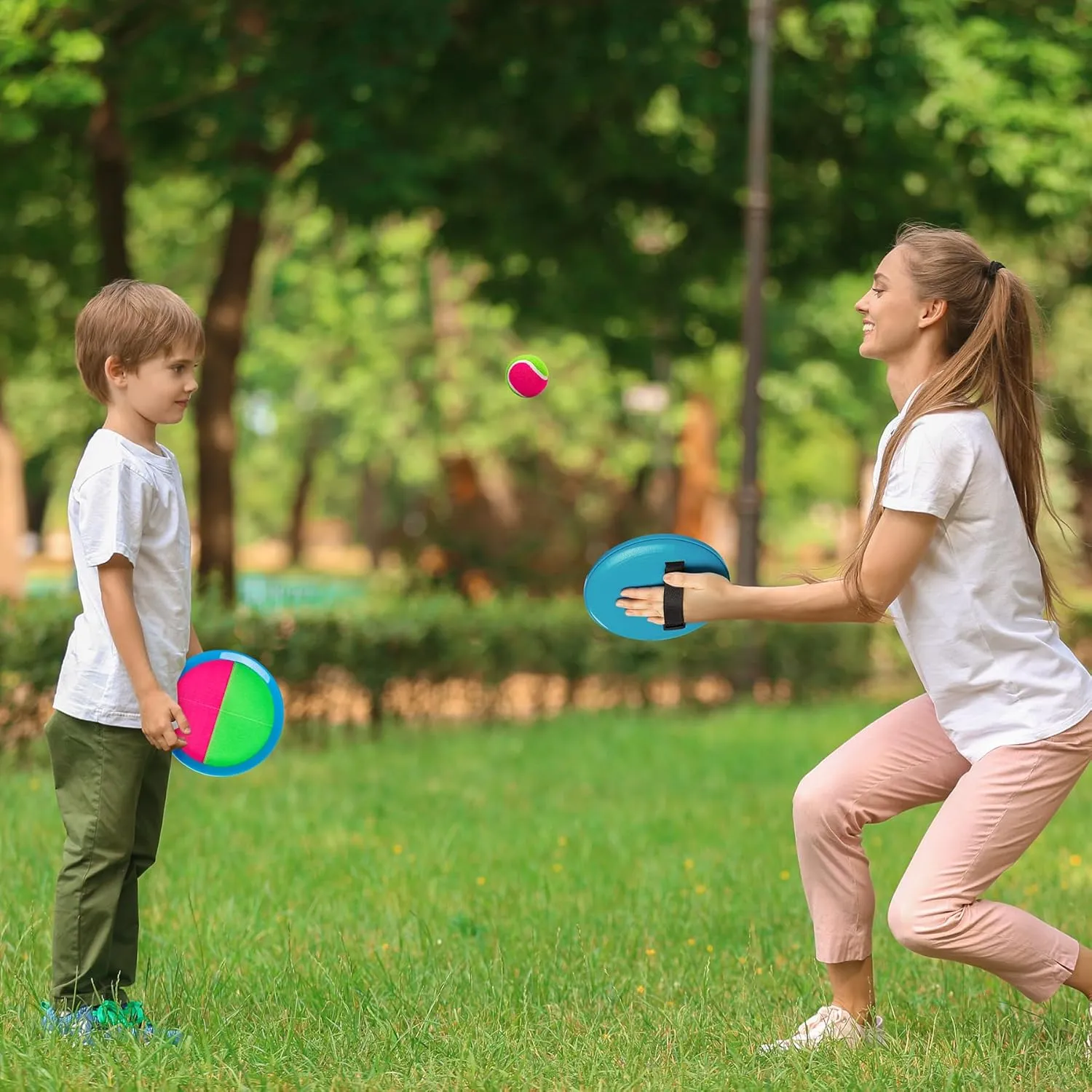 Toss and Catch Ball Set for Toddlers, Kids and Adults - 4 Pack - Kids Toys Outdoor Indoor - Sturdy & Water-Resistant, Great Game for Beach, Pool and Yard - Classic Gift for Boys Girls