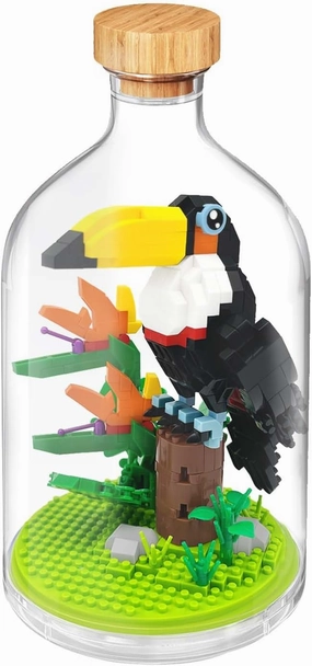 Toucan Animal Building Blocks, 593PCS Bird Mini Bricks Building Set with Dust Cover for Office Home Decor, Birthday Gifts for Adults Ages 14 