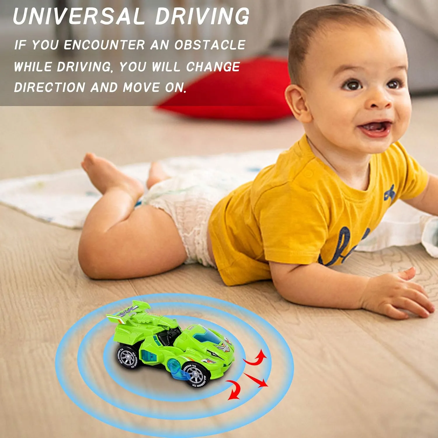 Toys for 3-6 Year Old Boys Transforming Car Toys with LED Light and Music Dinosaur Toy Birthday Gifts for 4 5 6 7 Year Old Boy (Green)