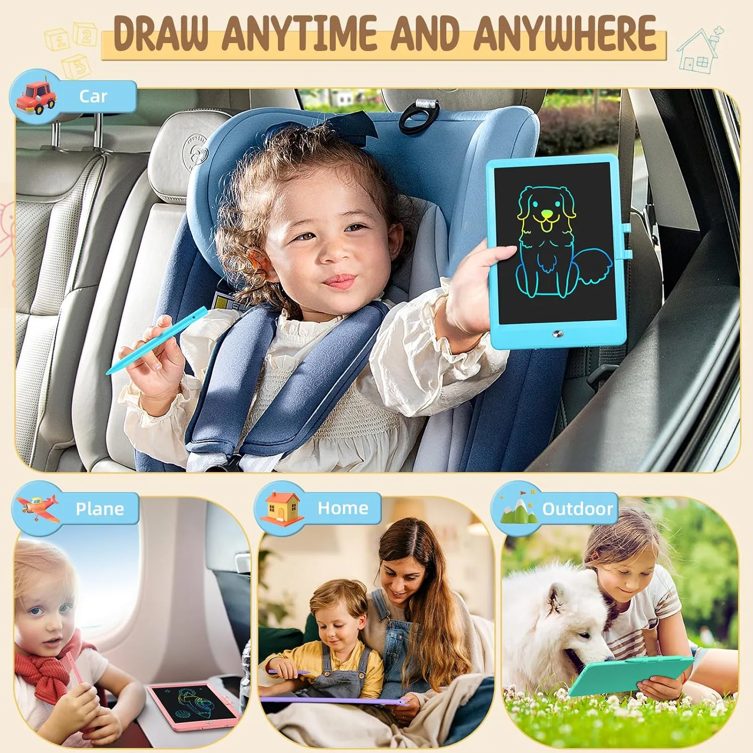 Toys for 3-6 Year Old Girls Boys, 2Pack LCD Writing Tablet for Kids Doodle Board, Reusable Drawing Board Drawing Tablet Kids, Educational Toys Birthday Gifts for 3 4 5 6 Year Old Girls