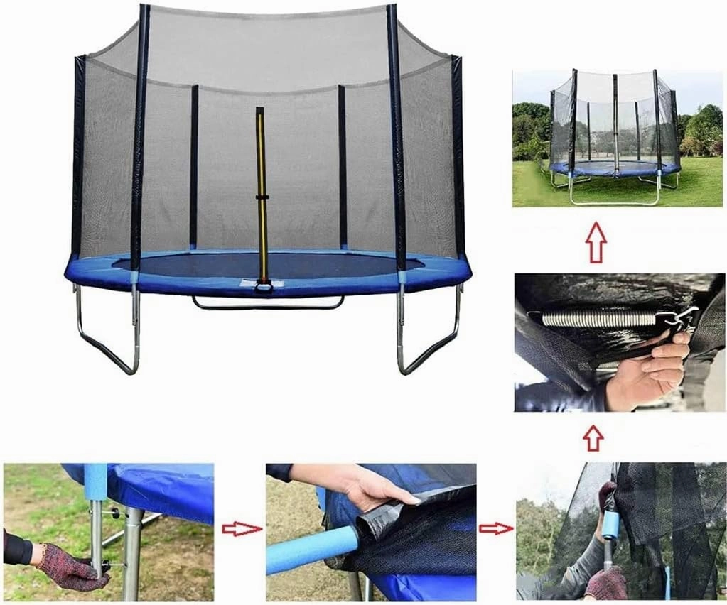 Trampoline Replacement Cover, Trampoline Enclosure Net for 8ft,10ft,12ft,13ft,14ft,15ft Replacement Trampoline Safety Mesh Fence UV Resistant Strong Protective Net Trampoline Accessories