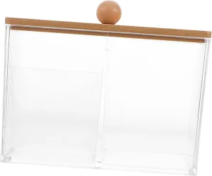 Transparent Cotton Swab Organizer with Lid Multi Compartment Storage Box for Bathroom Counter Versatile Cosmetic Container for Cotton Pads Brushes and Office Supplies