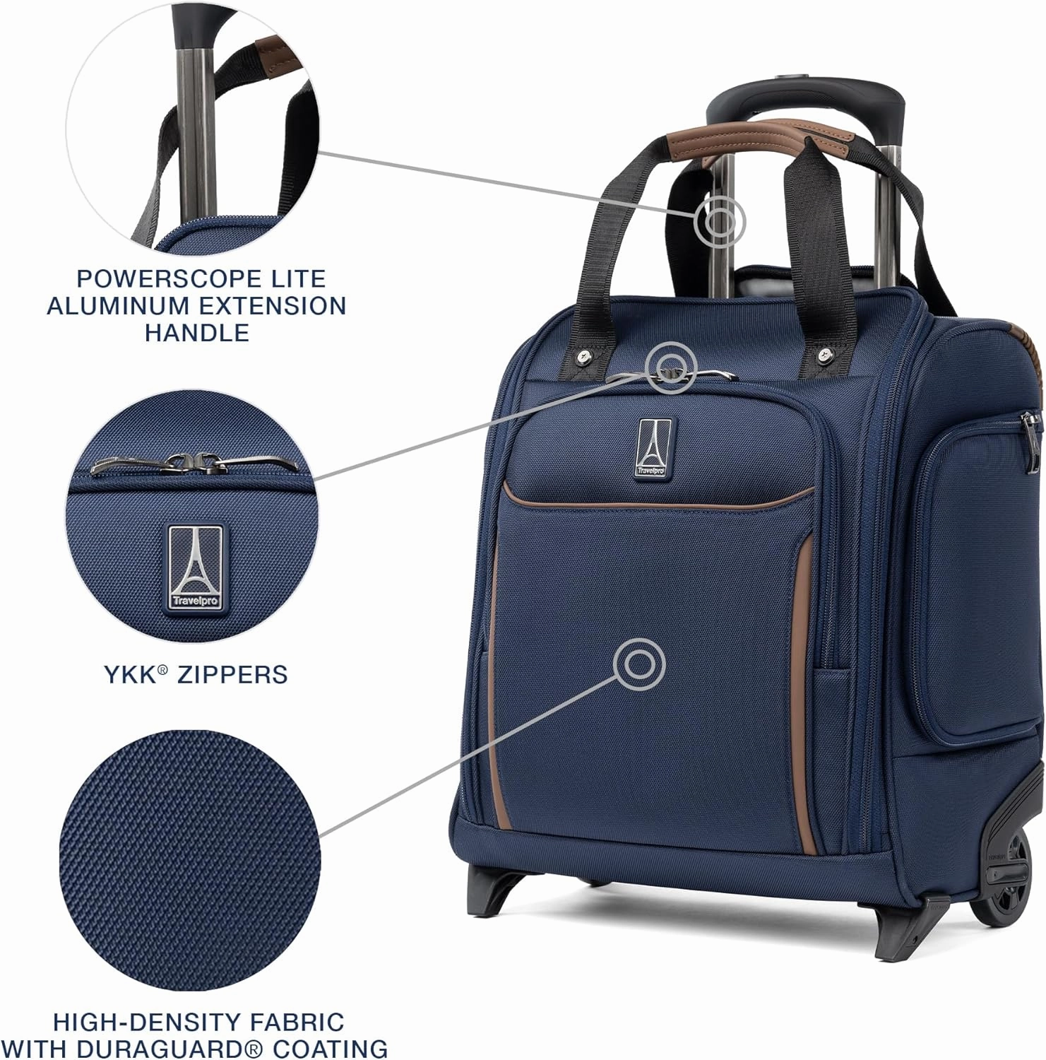 Travelpro Crew Classic Lightweight Softside Luggage, Rolling Underseat Carry on Bag, 14" Laptop or Tablet Sleeve, Men and Women, 17-Inch, Patriot Blue