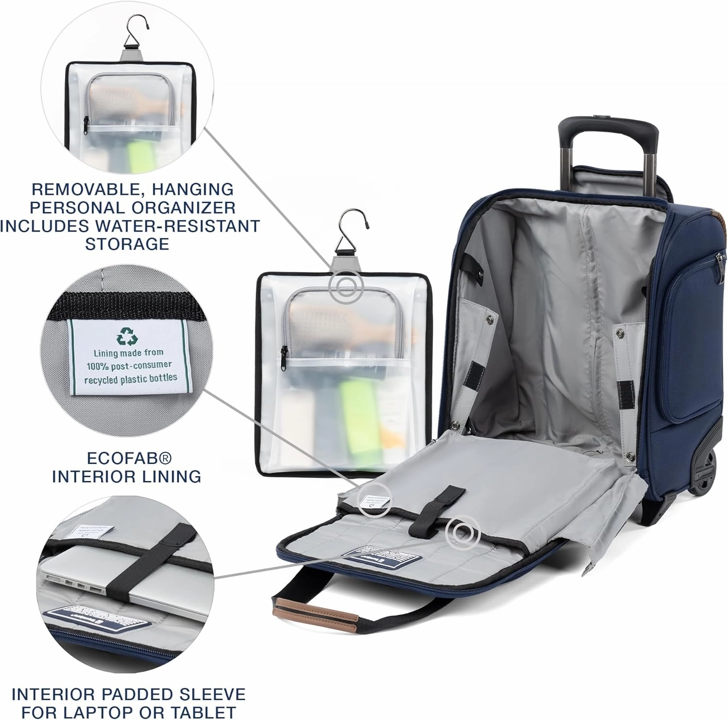Travelpro Crew Classic Lightweight Softside Luggage, Rolling Underseat Carry on Bag, 14" Laptop or Tablet Sleeve, Men and Women, 17-Inch, Patriot Blue