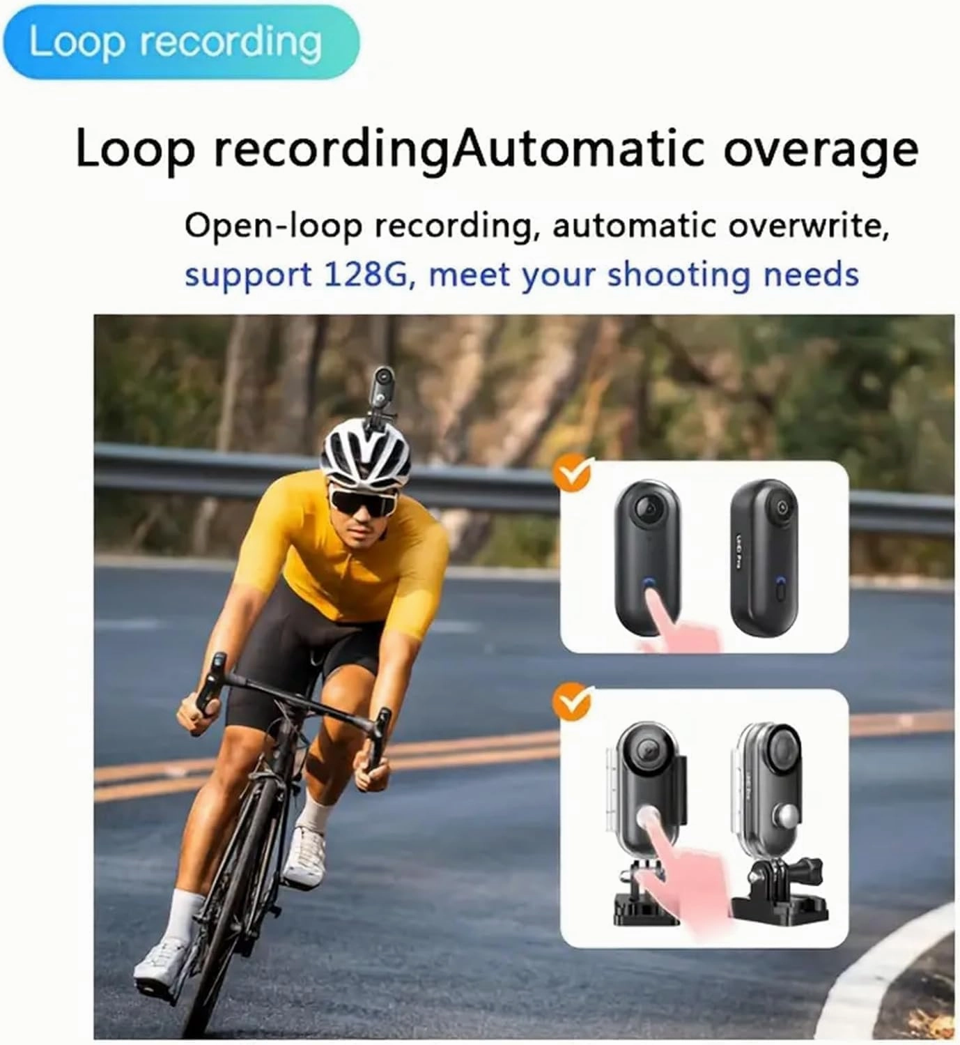 Treklon POV Camera, Stallion Frames Body Camera, Stallionframes 4K Thumb Action Cameras, Mini Handsfree Bodycam with Audio and Video Recording wearable for Cycling, Diving, Ski (4K-White High)