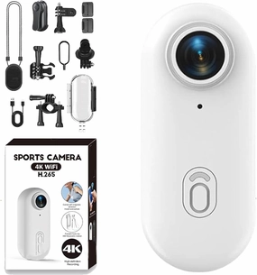 Treklon POV Camera, Stallion Frames Body Camera, Stallionframes 4K Thumb Action Cameras, Mini Handsfree Bodycam with Audio and Video Recording wearable for Cycling, Diving, Ski (4K-White High)