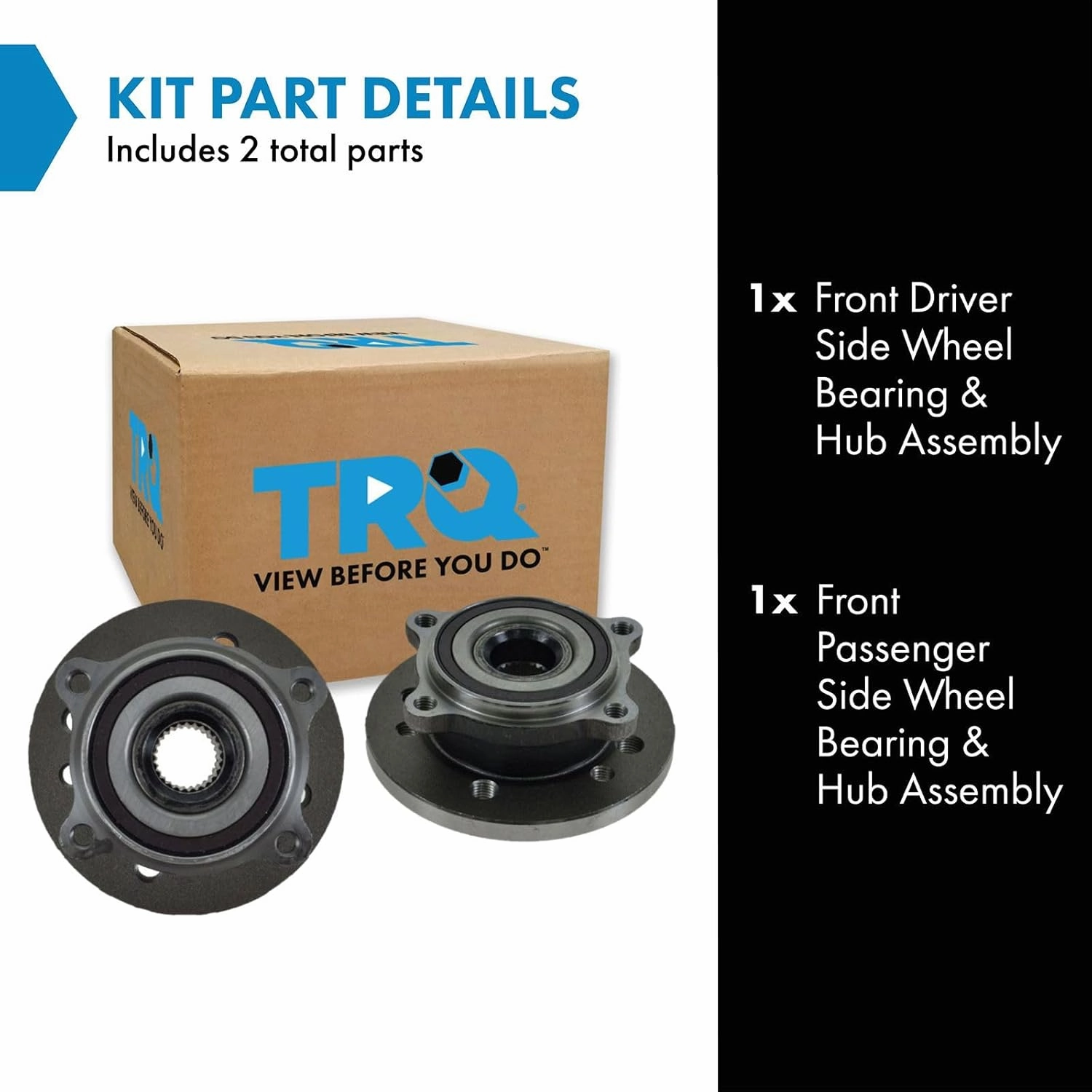 TRQ Front Wheel Hub Bearings Assembly Set Compatible with 2002-2006 Mini Cooper
