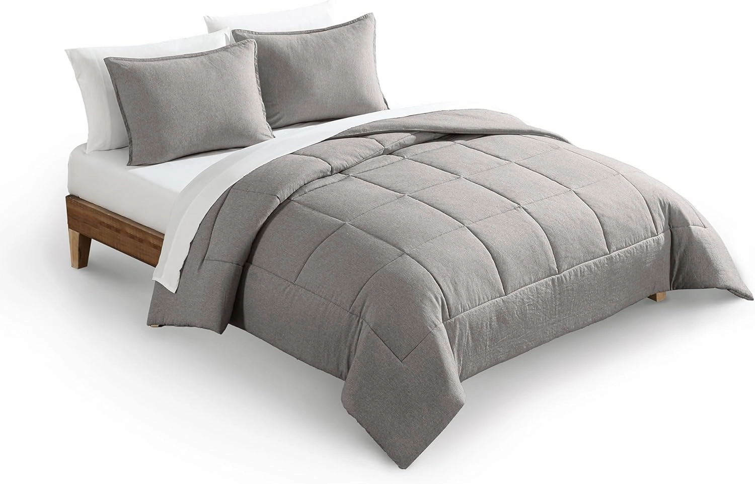 UGG Leonora Comforter Set with 2 Pillow Shams Lightweight Down Alternative Blanket Reversible Cozy Warm All Season Washable and Hypoallergenic Bedding Set, King, Light Grey